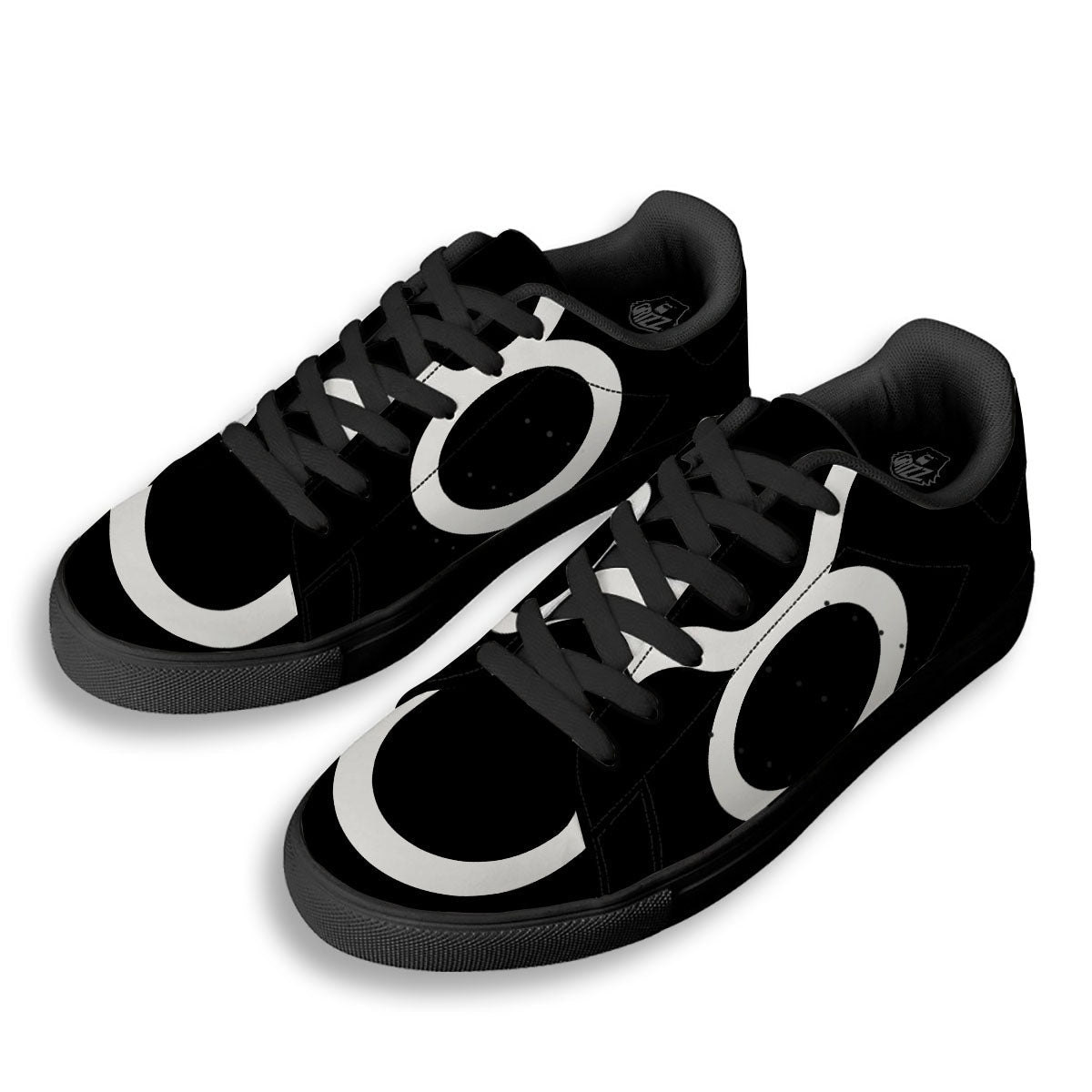 Taurus Sign White And Black Print Black Low Top Sneakers-grizzshop
