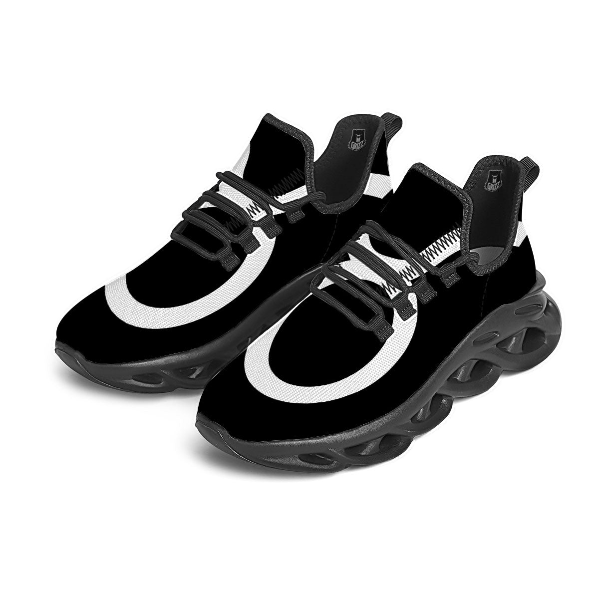 Taurus Sign White And Black Print Black Running Shoes-grizzshop