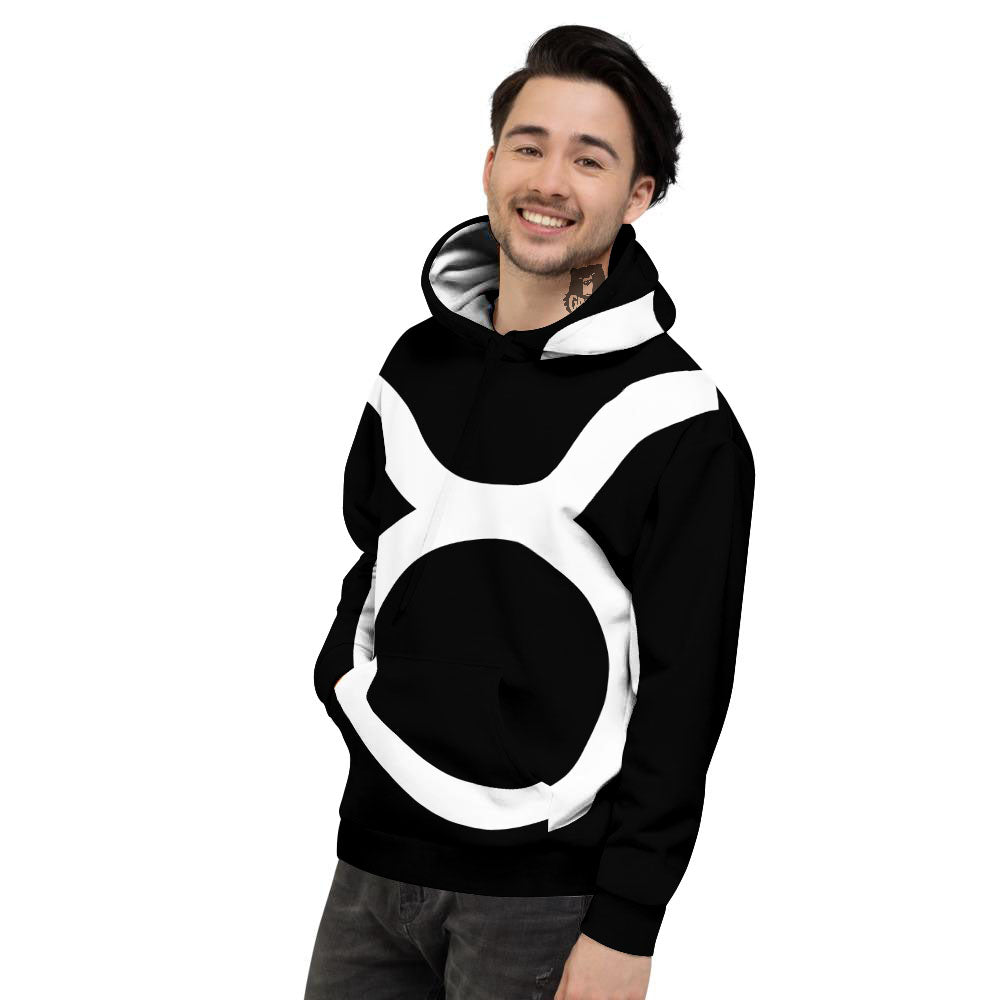 Taurus Sign White And Black Print Men's Hoodie-grizzshop