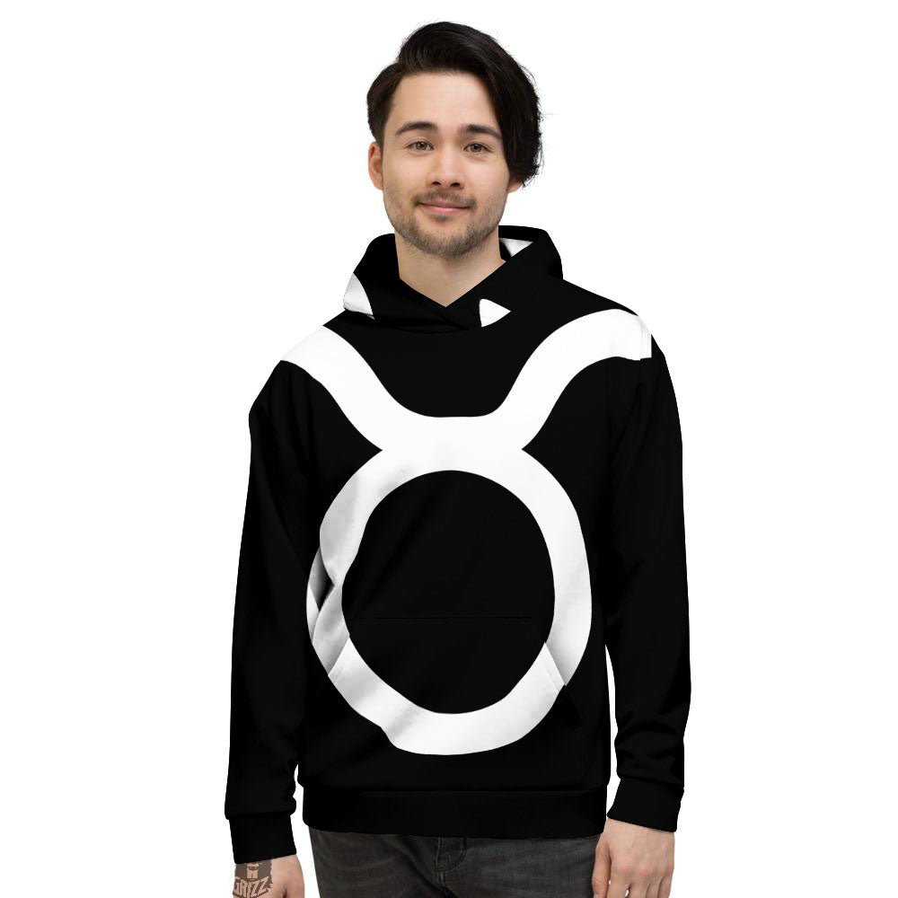 Taurus Sign White And Black Print Men's Hoodie-grizzshop
