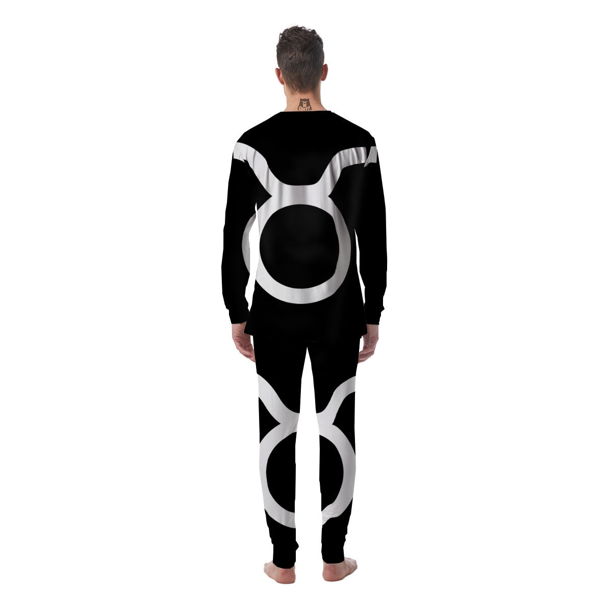 Taurus Sign White And Black Print Men's Pajamas-grizzshop