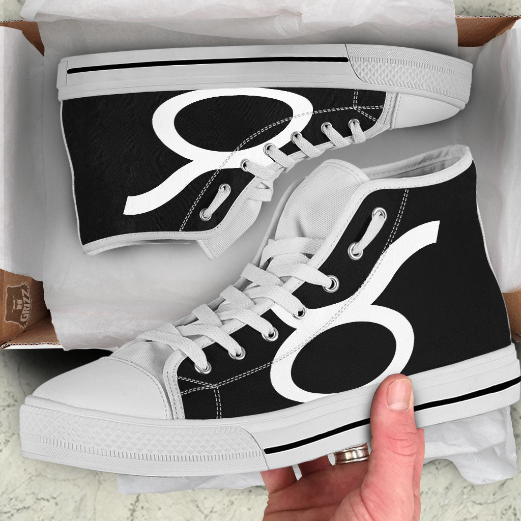 Taurus Sign White And Black Print White High Top Shoes-grizzshop