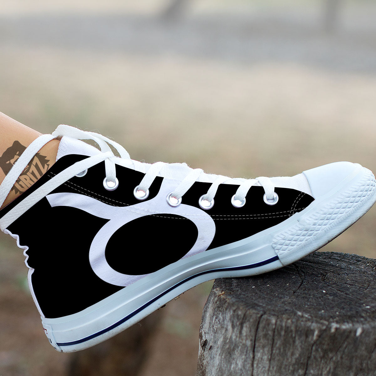 Taurus Sign White And Black Print White High Top Shoes-grizzshop