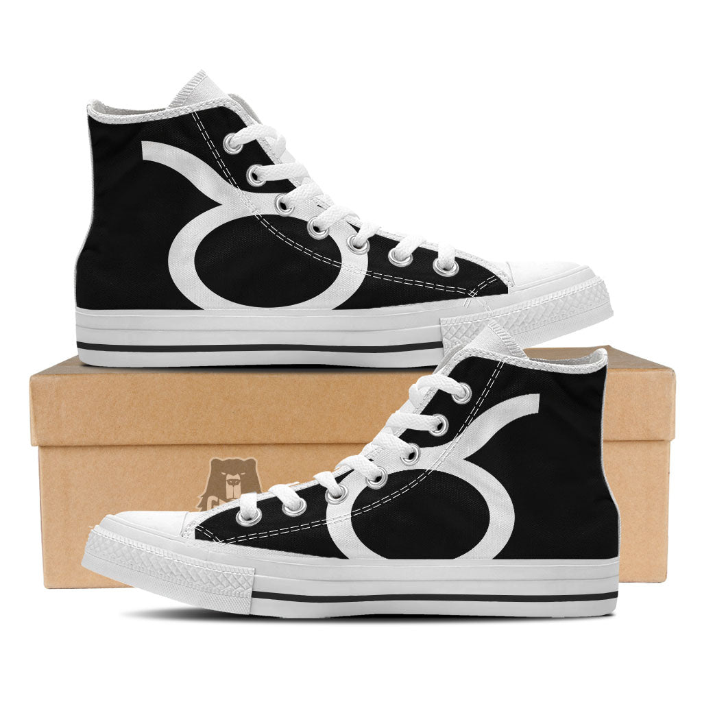 Taurus Sign White And Black Print White High Top Shoes-grizzshop