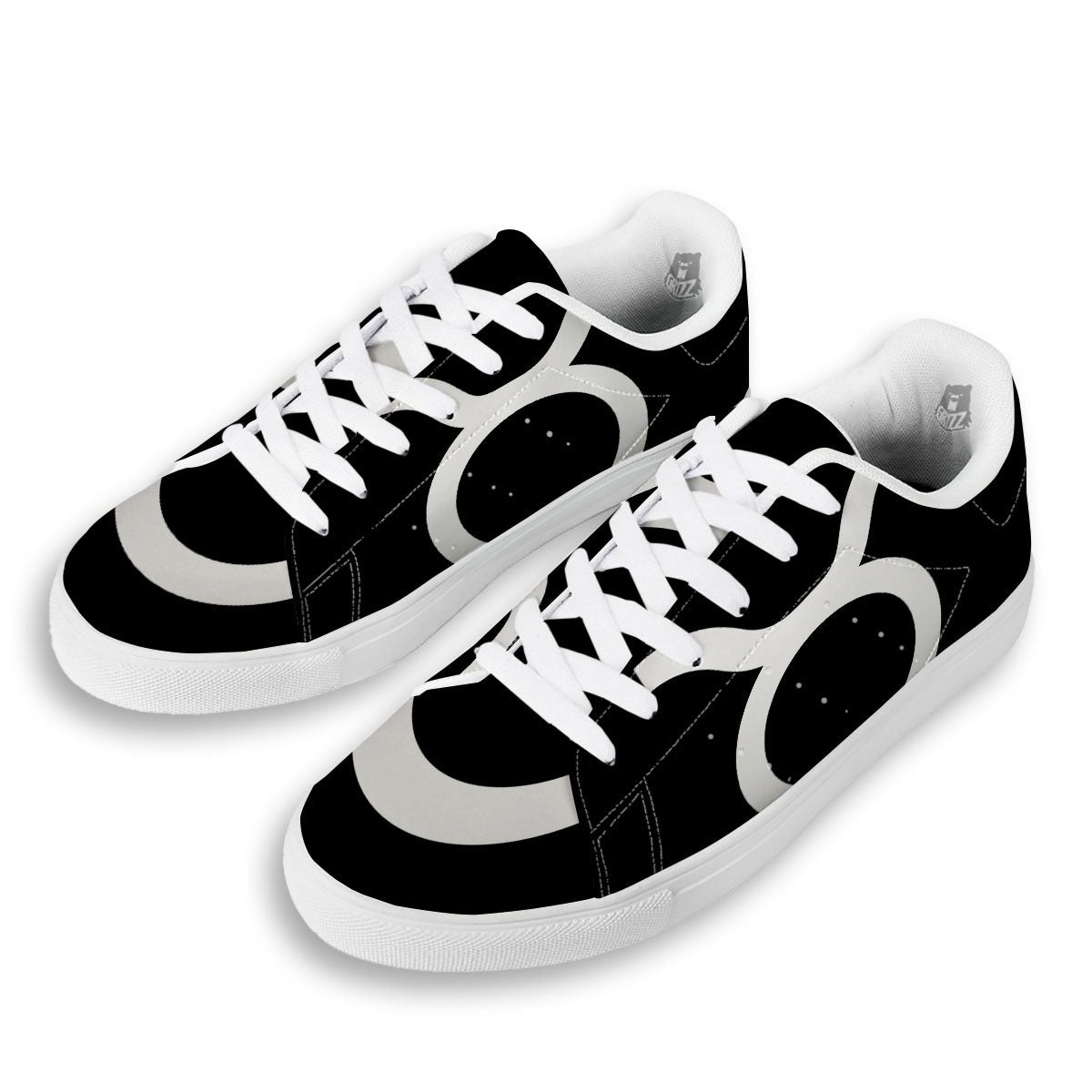 Taurus Sign White And Black Print White Low Top Sneakers-grizzshop