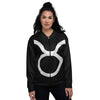 Taurus Sign White And Black Print Women's Bomber Jacket-grizzshop