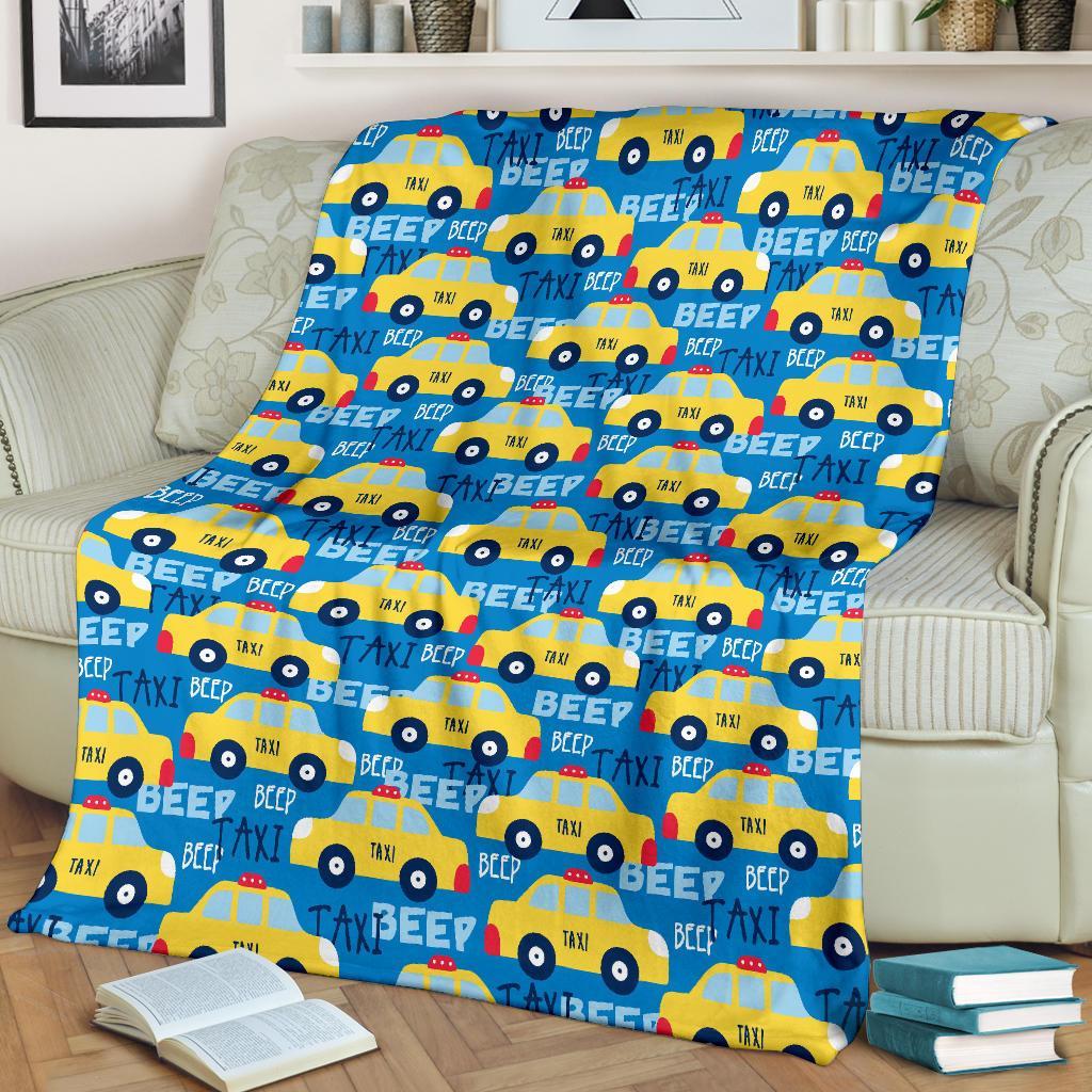 Taxi Car Pattern Print Blanket-grizzshop