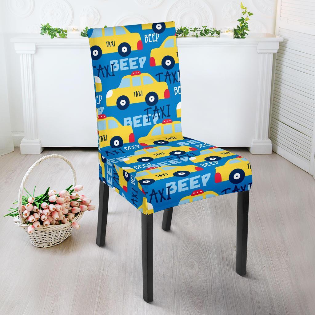 Taxi Car Pattern Print Chair Cover-grizzshop