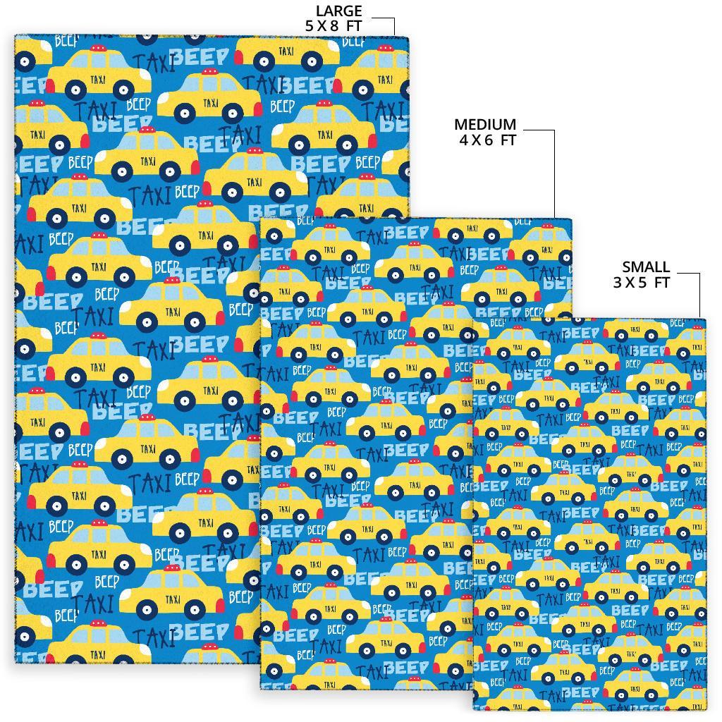 Taxi Car Pattern Print Floor Mat-grizzshop