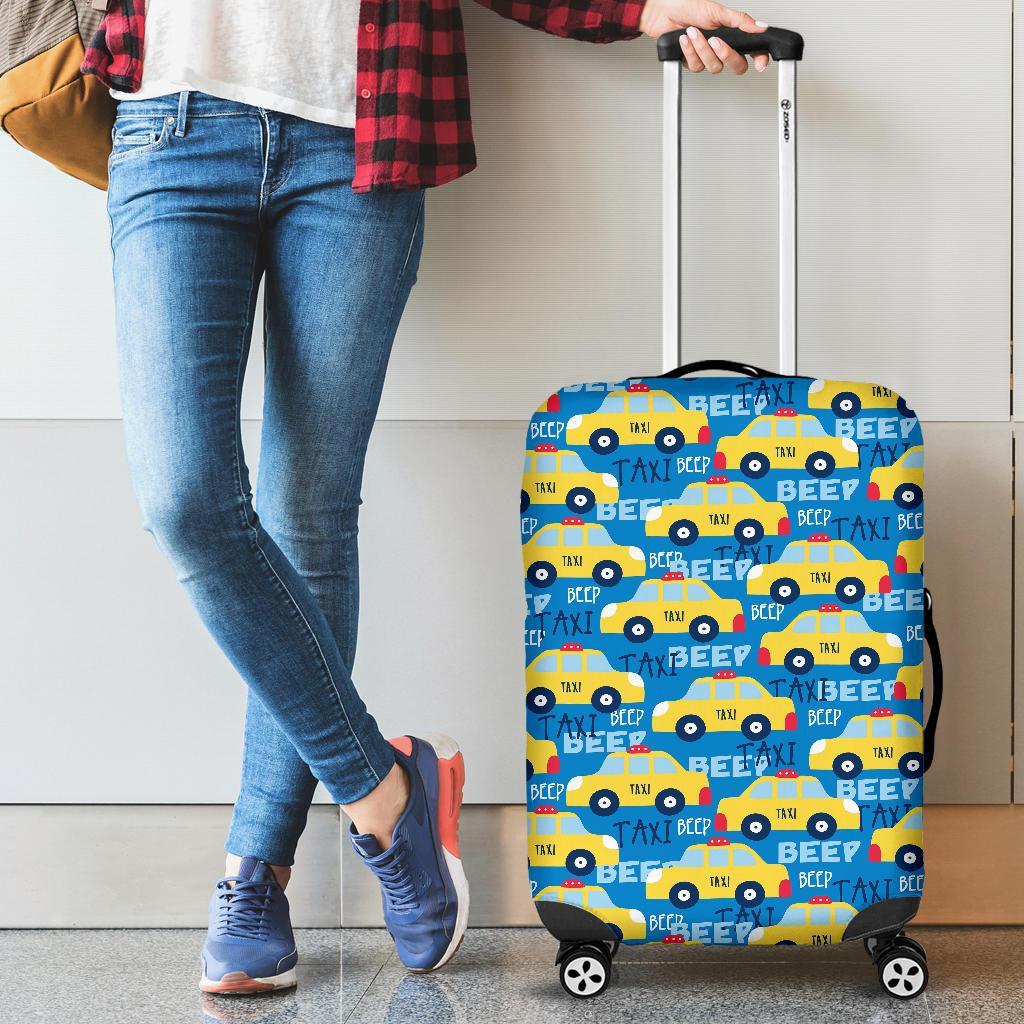 Taxi Car Pattern Print Luggage Cover Protector-grizzshop