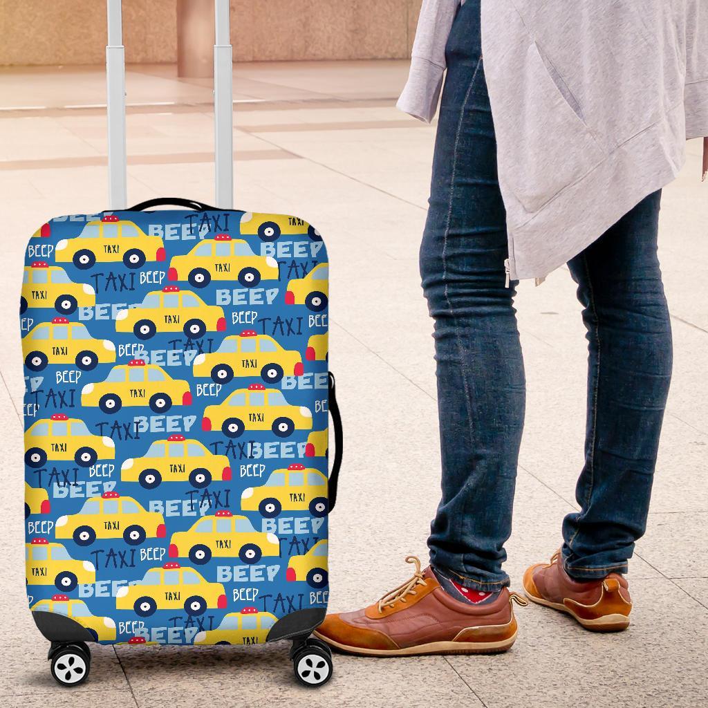 Taxi Car Pattern Print Luggage Cover Protector-grizzshop