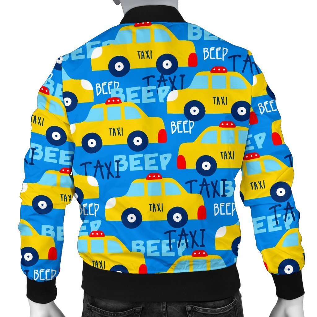 Taxi Car Pattern Print Men's Bomber Jacket-grizzshop