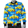 Taxi Car Pattern Print Men's Bomber Jacket-grizzshop