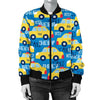 Taxi Car Pattern Print Women Casual Bomber Jacket-grizzshop