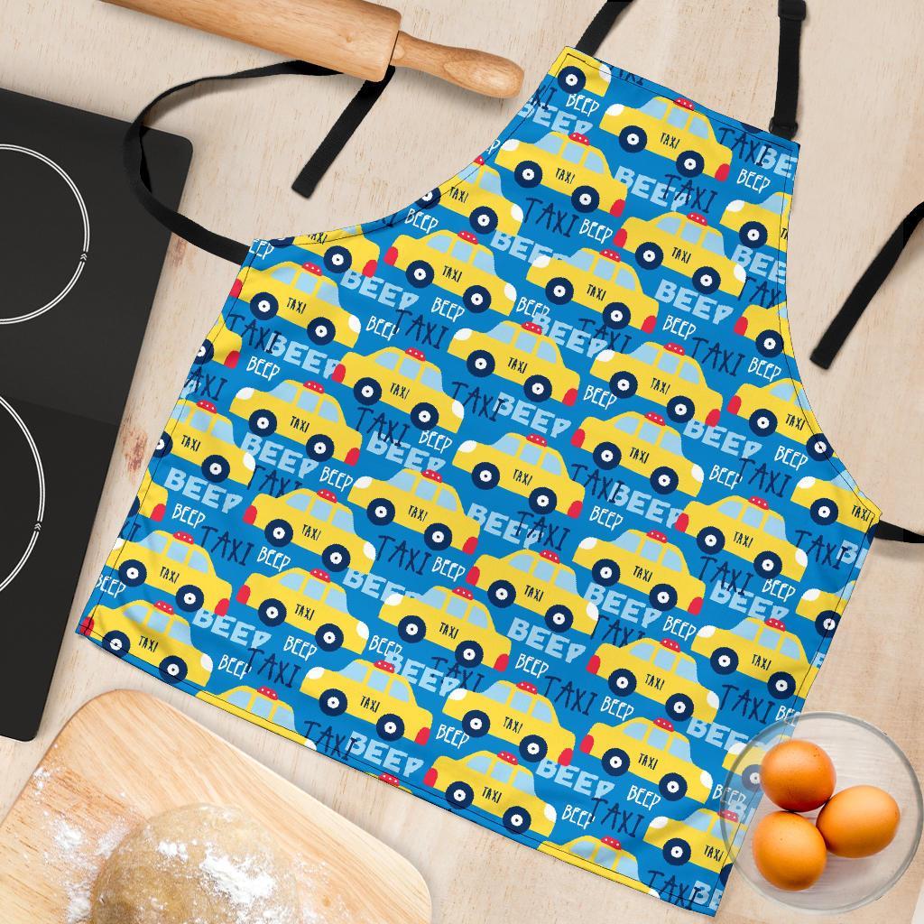 Taxi Car Pattern Print Women's Apron-grizzshop