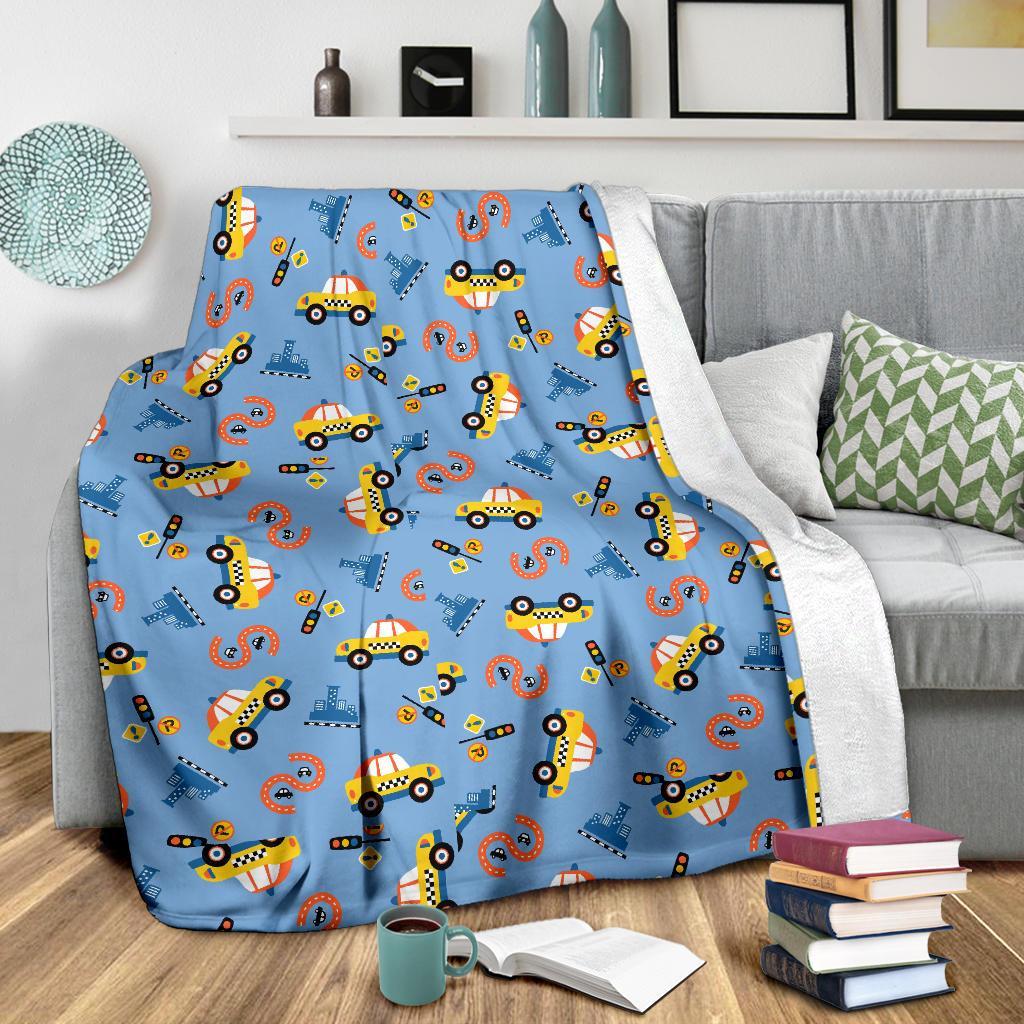 Taxi Car Print Pattern Blanket-grizzshop