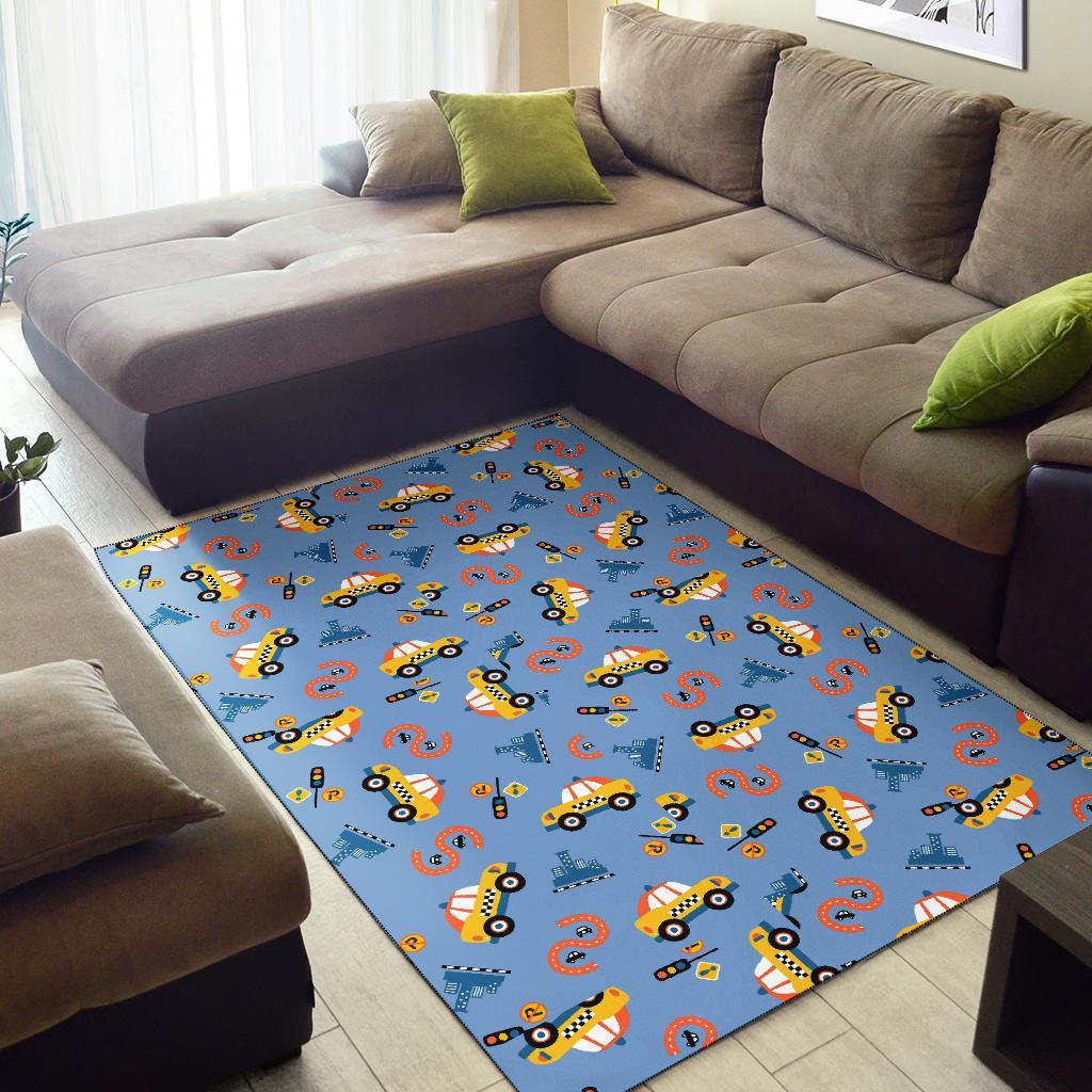 Taxi Car Print Pattern Floor Mat-grizzshop