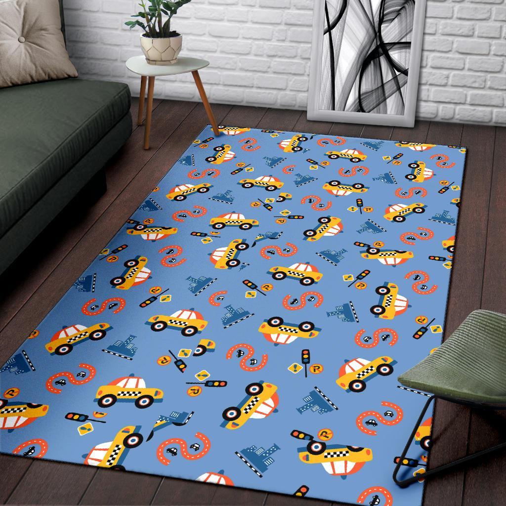 Taxi Car Print Pattern Floor Mat-grizzshop