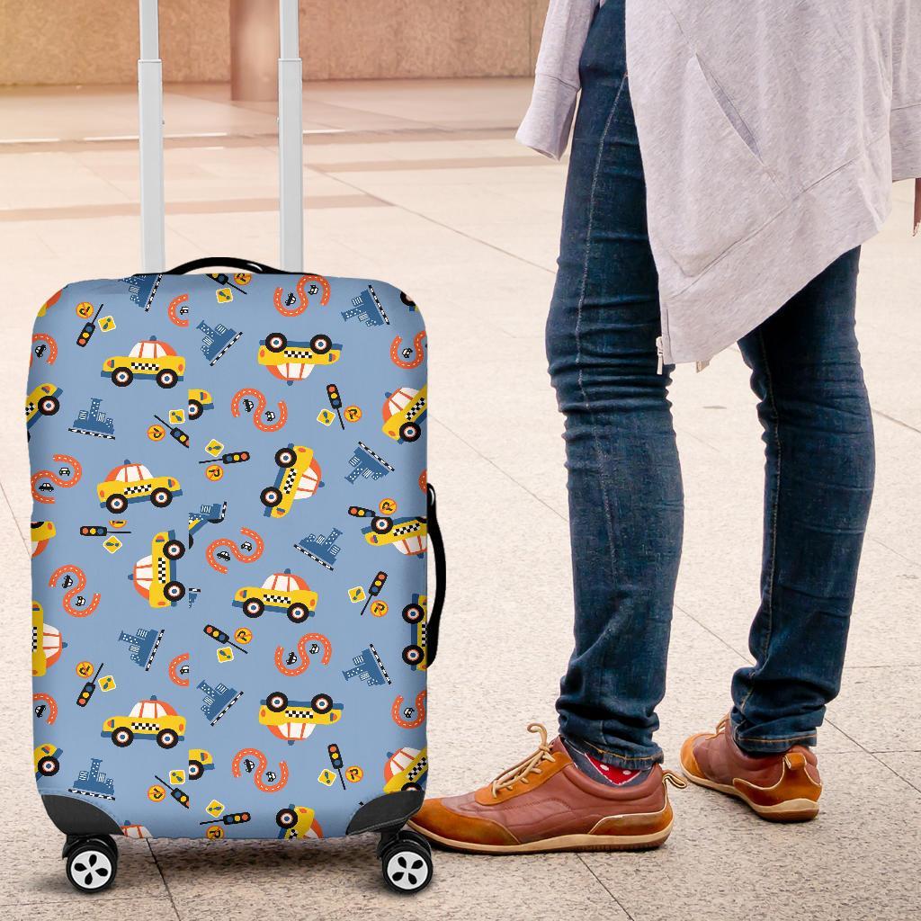 Taxi Car Print Pattern Luggage Cover Protector-grizzshop