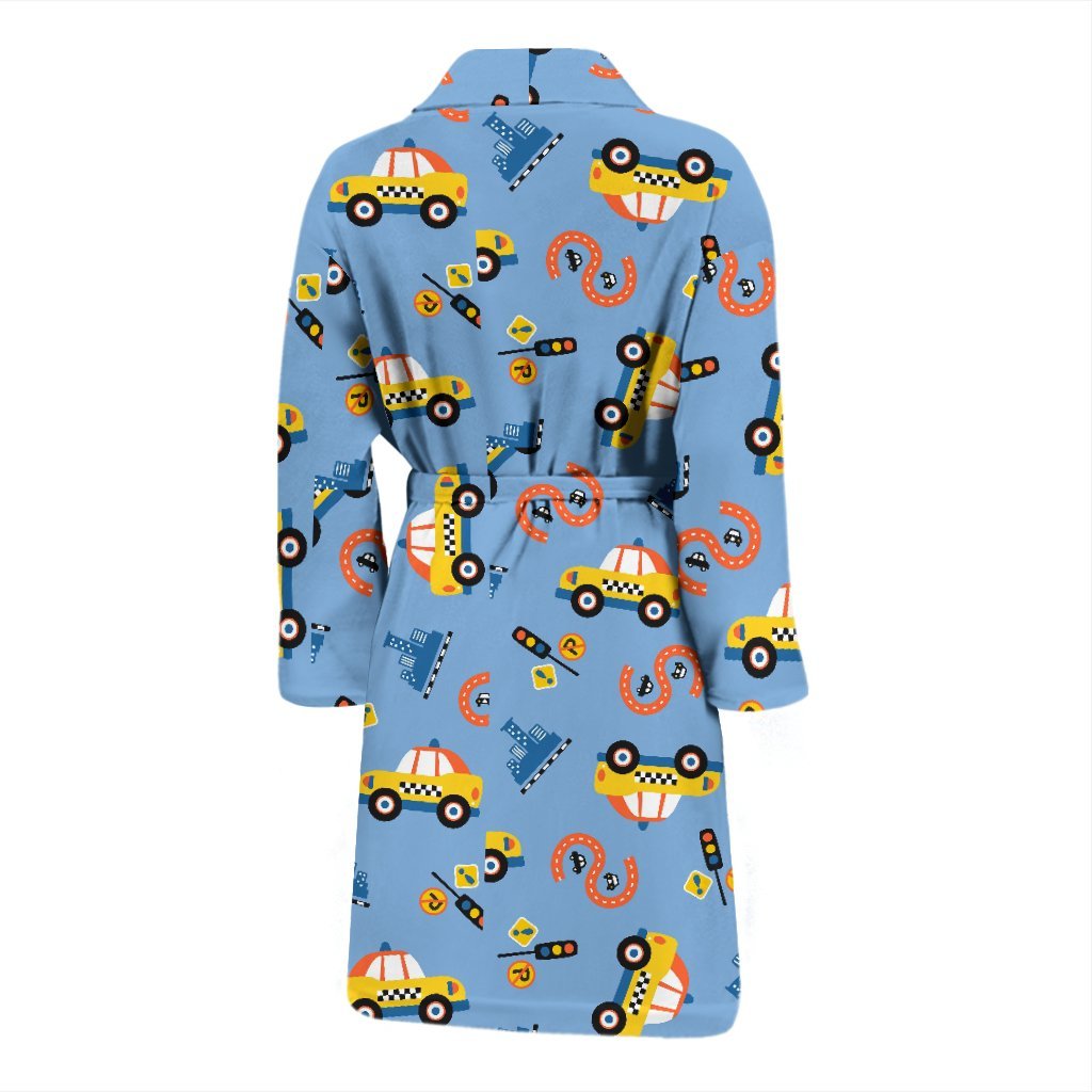 Taxi Car Print Pattern Men Long Robe-grizzshop