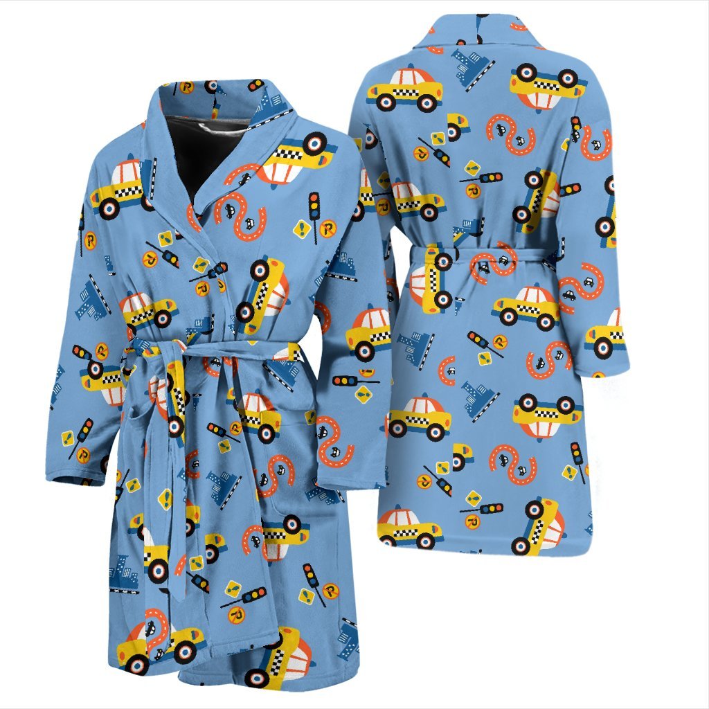 Taxi Car Print Pattern Men Long Robe-grizzshop