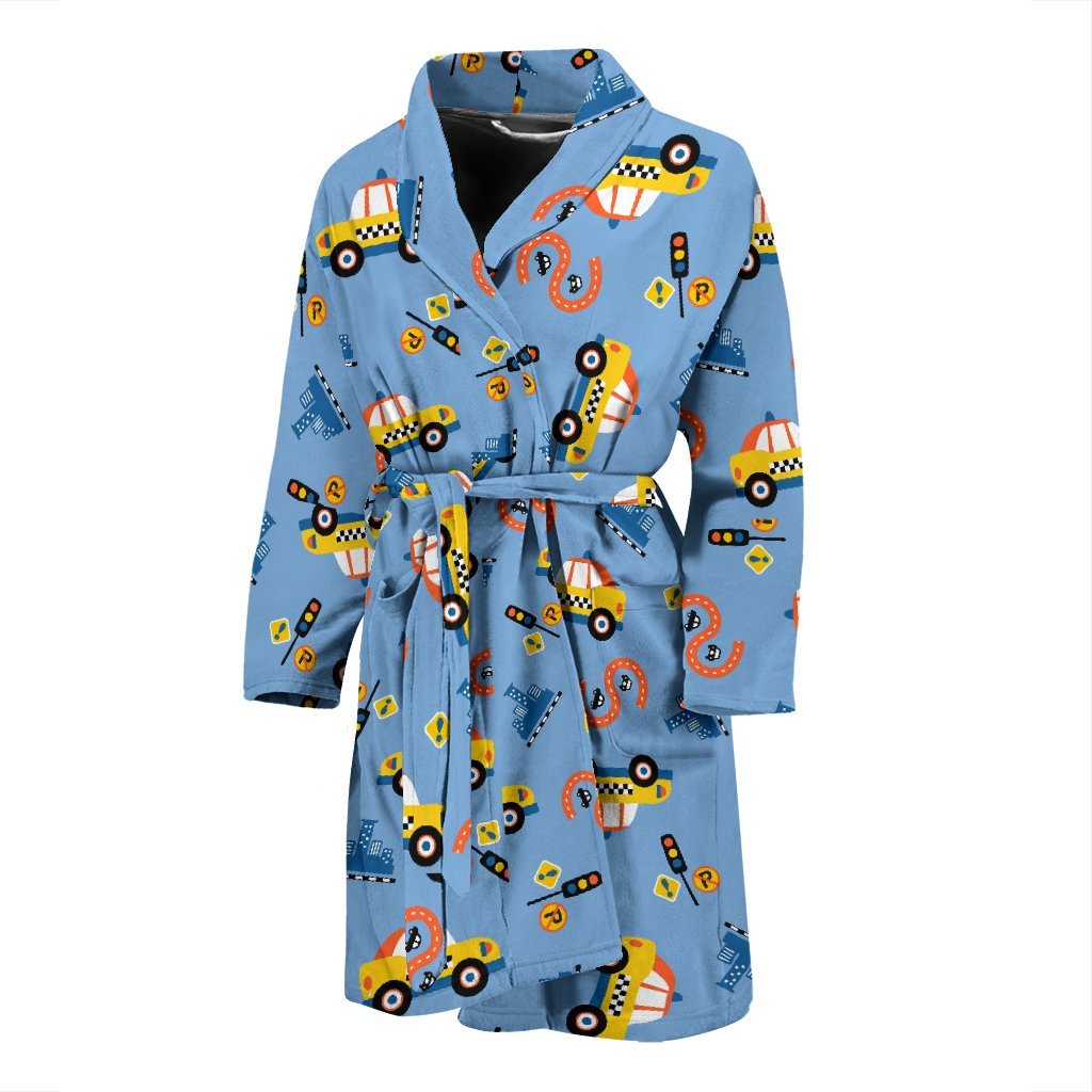 Taxi Car Print Pattern Men Long Robe-grizzshop