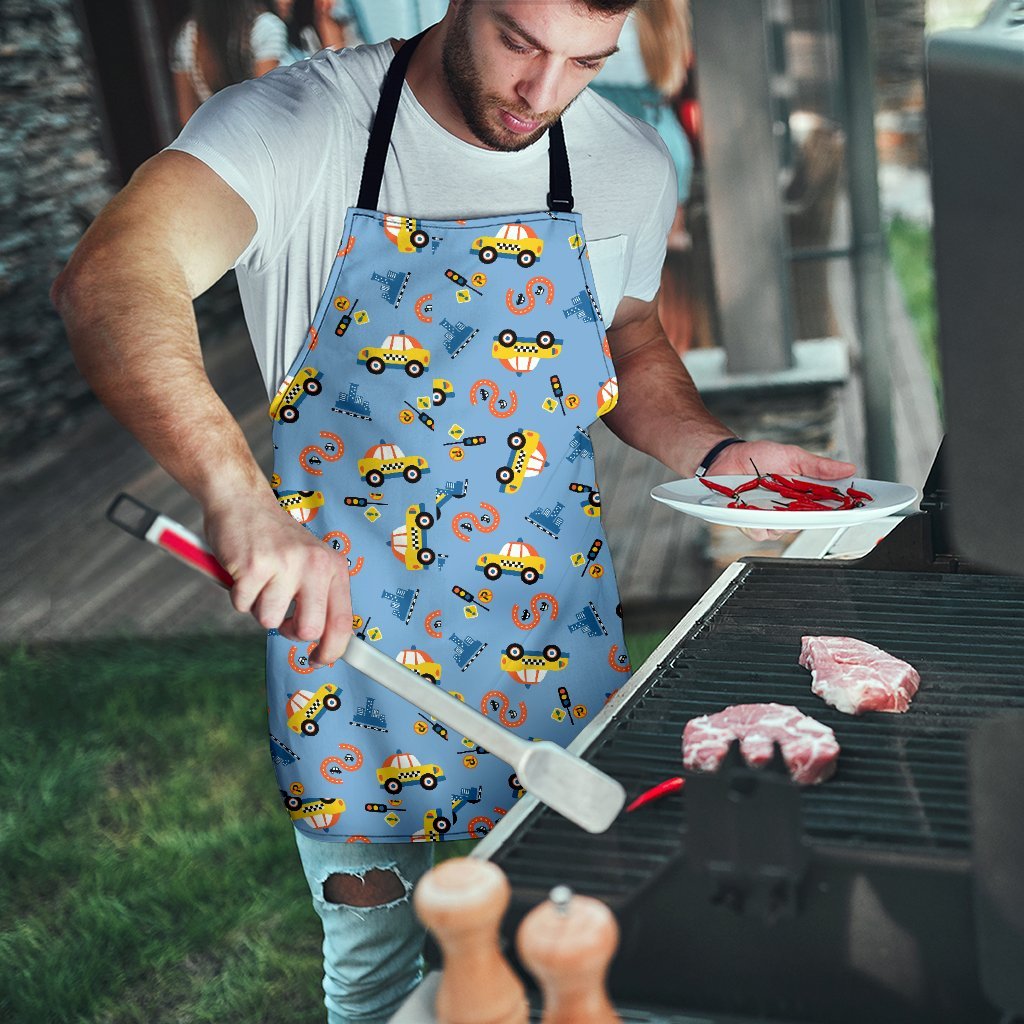 Taxi Car Print Pattern Men's Apron-grizzshop