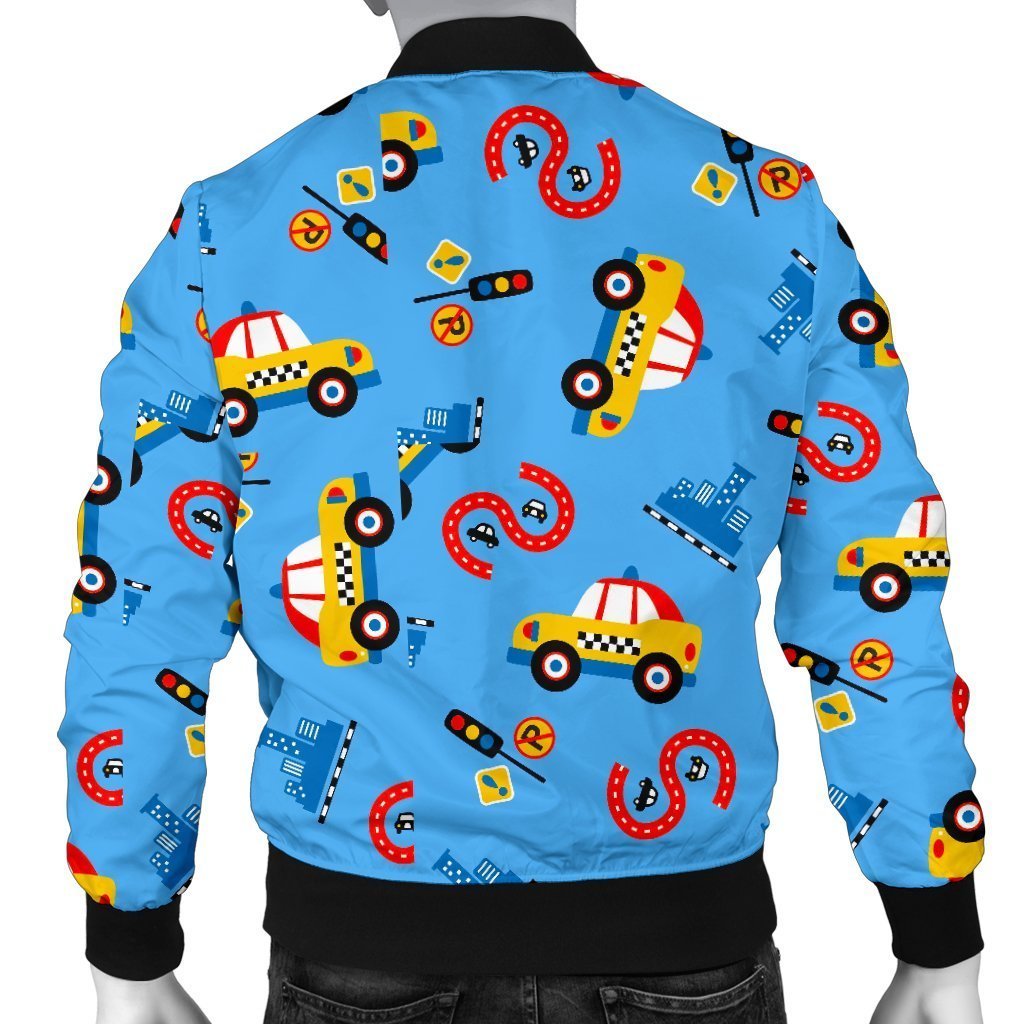 Taxi Car Print Pattern Men's Bomber Jacket-grizzshop