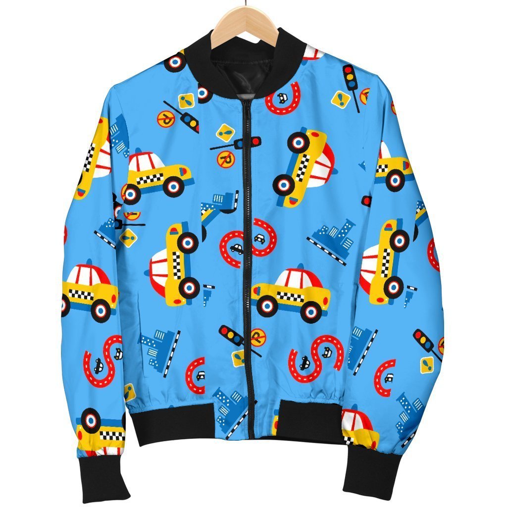 Taxi Car Print Pattern Men's Bomber Jacket-grizzshop