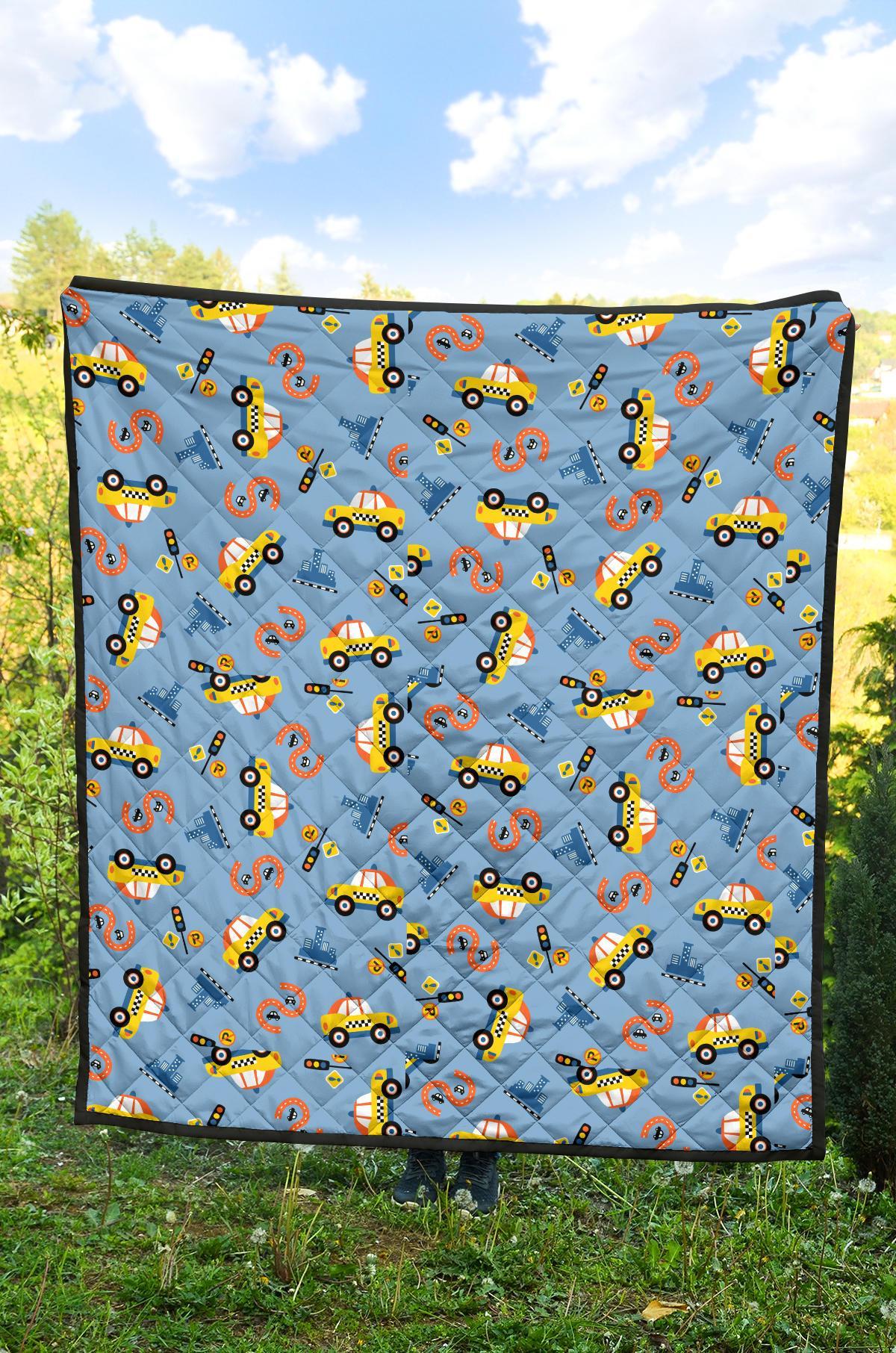 Taxi Car Print Pattern Quilt-grizzshop