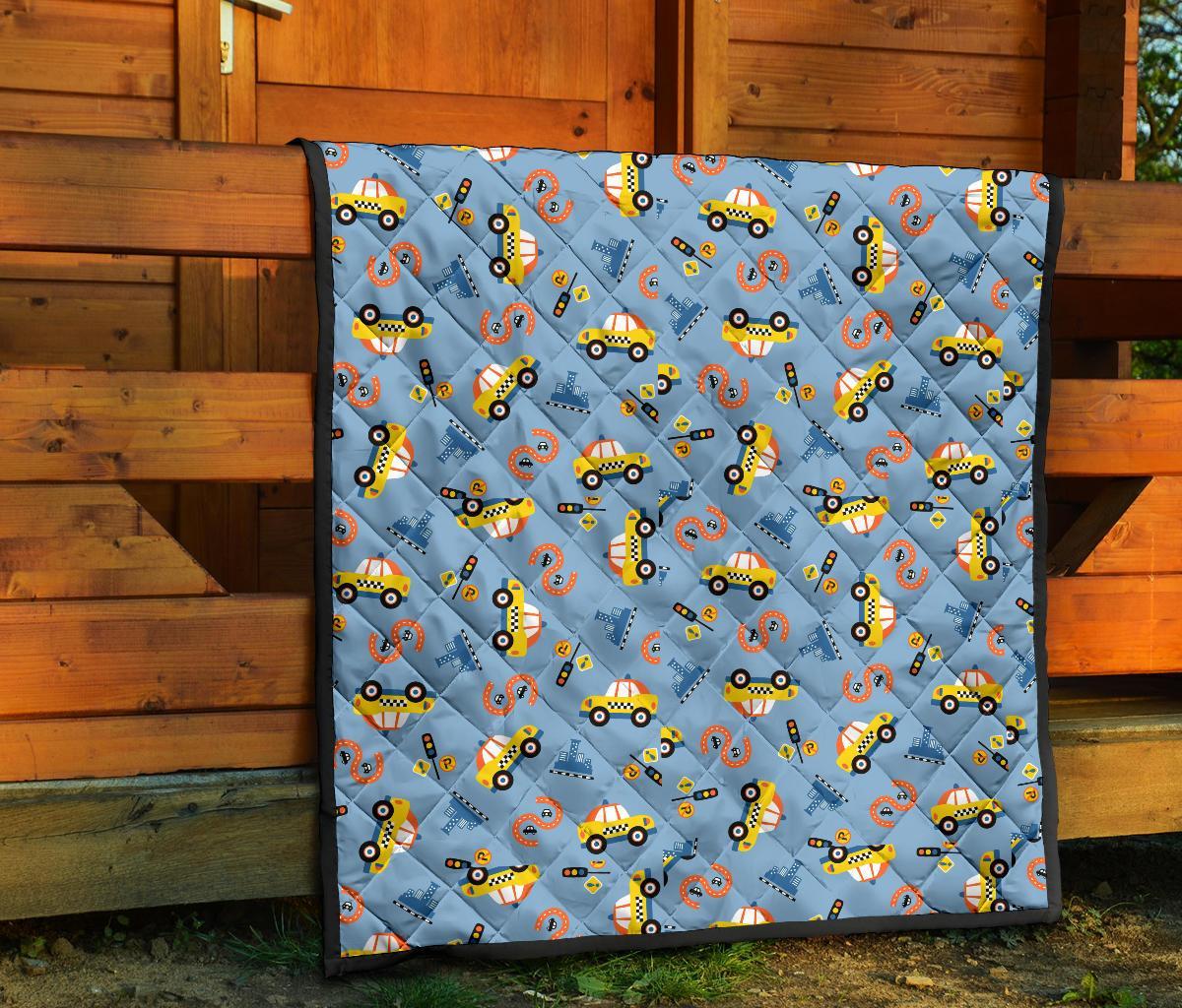 Taxi Car Print Pattern Quilt-grizzshop