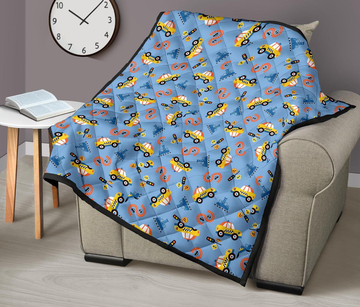 Taxi Car Print Pattern Quilt-grizzshop