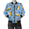 Taxi Car Print Pattern Women Casual Bomber Jacket-grizzshop