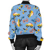 Taxi Car Print Pattern Women Casual Bomber Jacket-grizzshop