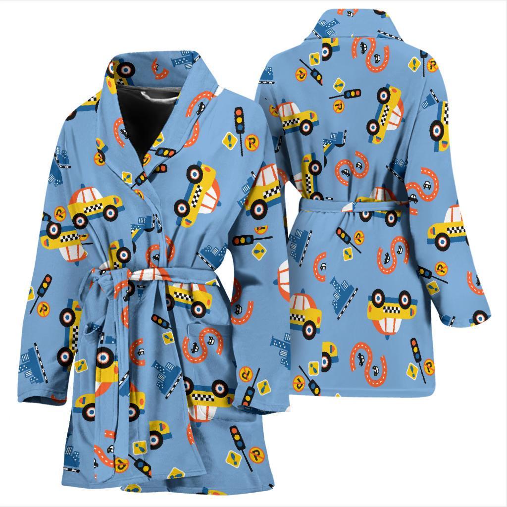 Taxi Car Print Pattern Women Long Robe-grizzshop