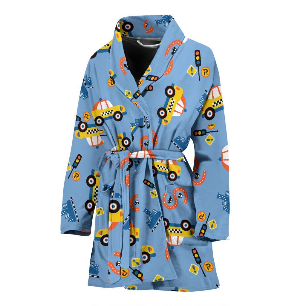 Taxi Car Print Pattern Women Long Robe-grizzshop