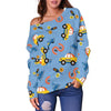 Taxi Car Print Pattern Women Off Shoulder Sweatshirt-grizzshop