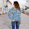 Taxi Car Print Pattern Women Off Shoulder Sweatshirt-grizzshop