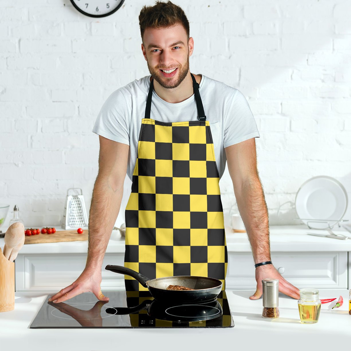 Taxi Pattern Print Men's Apron-grizzshop