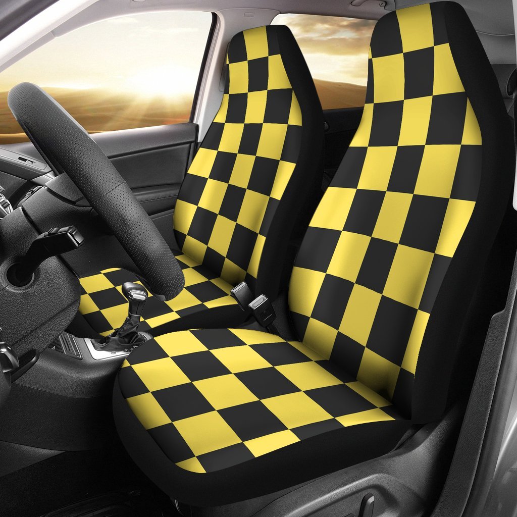 Taxi Pattern Print Universal Fit Car Seat Covers-grizzshop