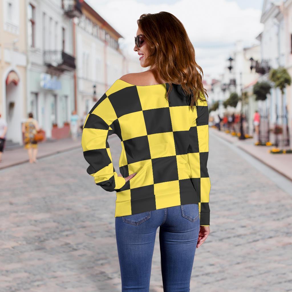 Taxi Pattern Print Women Off Shoulder Sweatshirt-grizzshop