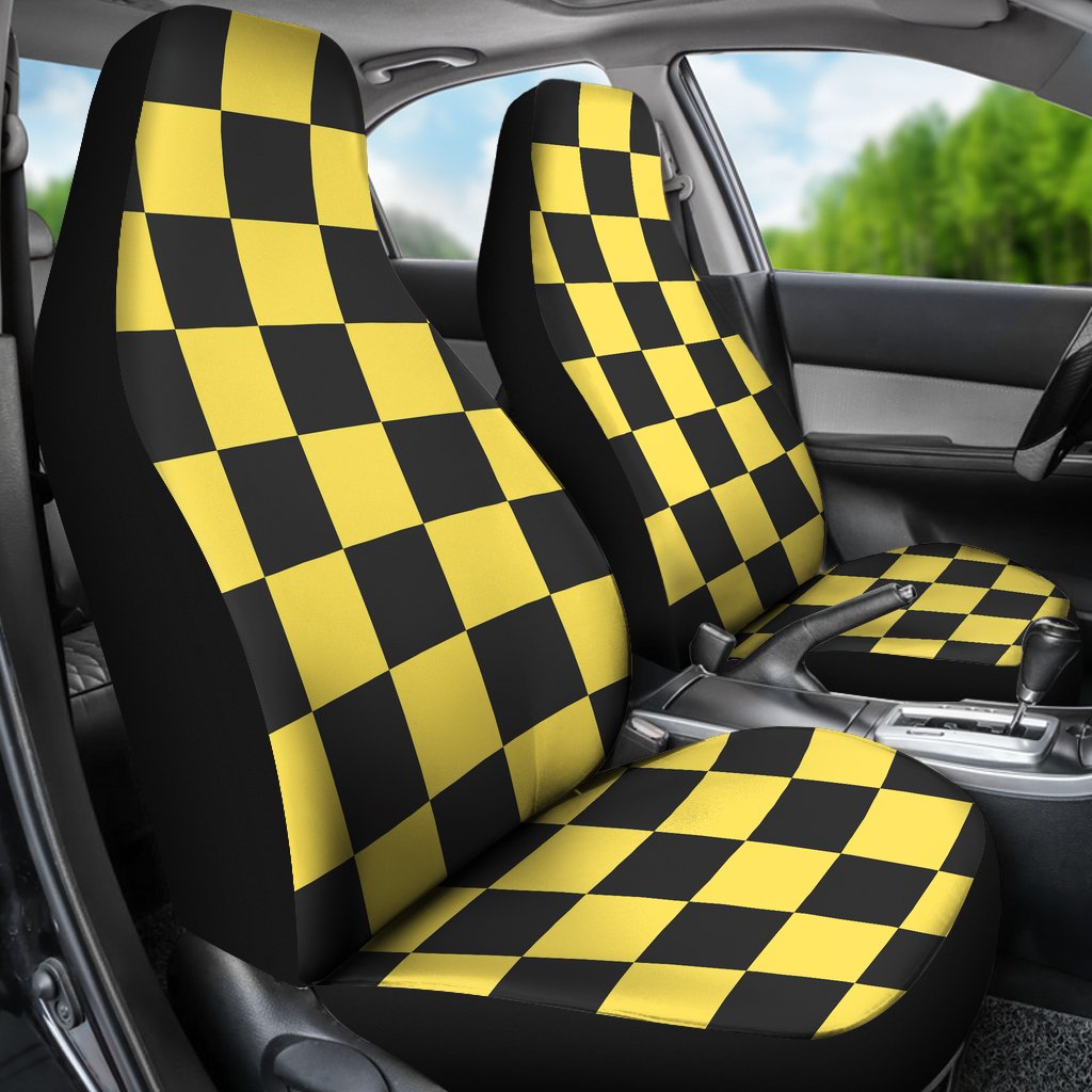 Taxi Pattern Print Universal Fit Car Seat Covers-grizzshop