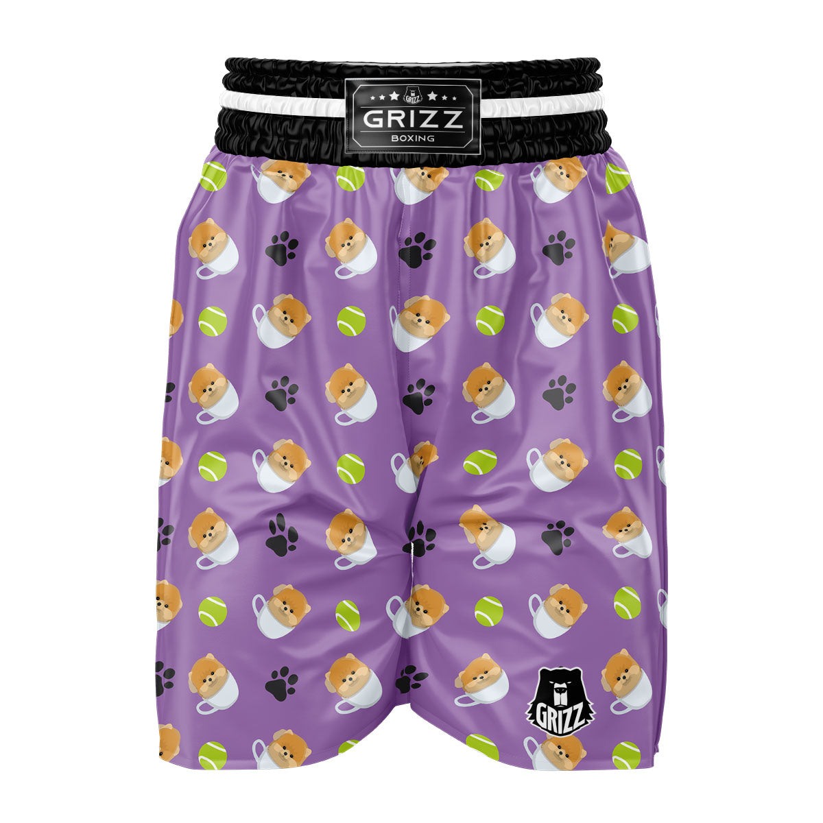 Tea Cup Pomeranian Print Pattern Boxing Shorts-grizzshop