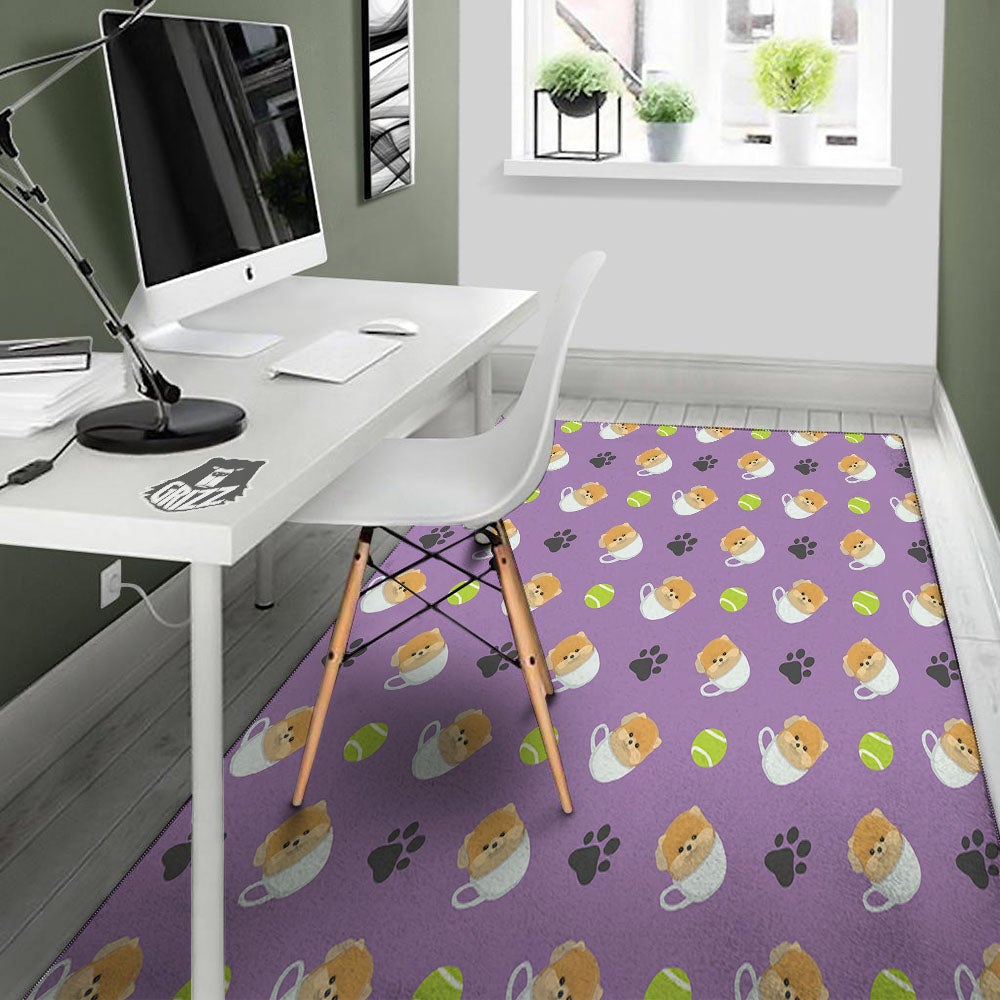 Tea Cup Pomeranian Print Pattern Floor Mat-grizzshop