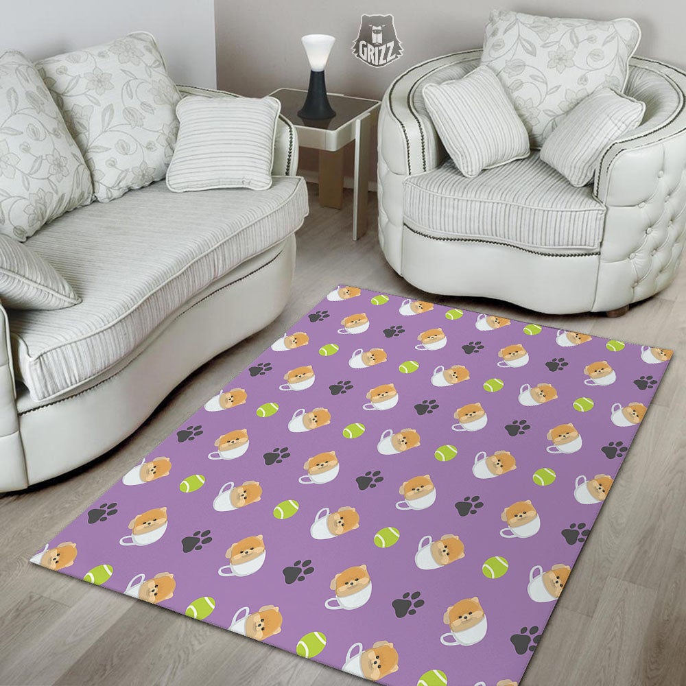 Tea Cup Pomeranian Print Pattern Floor Mat-grizzshop