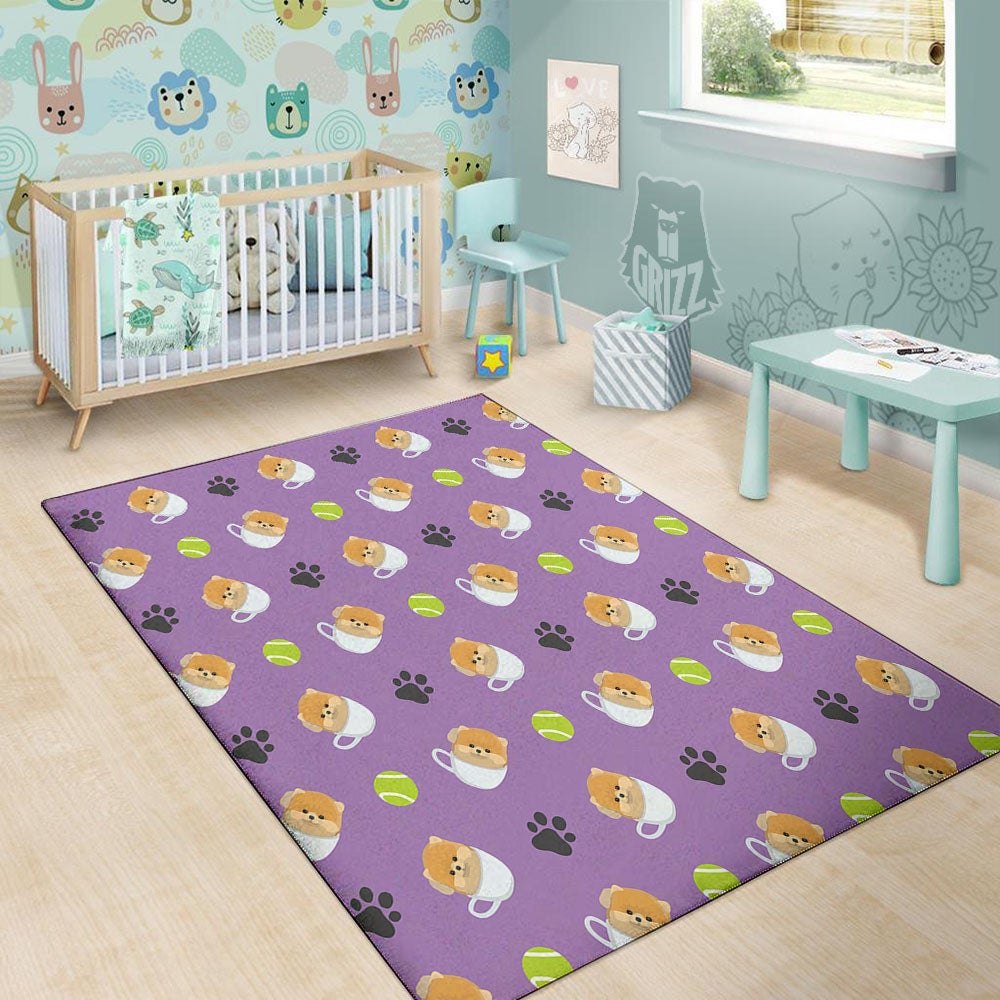 Tea Cup Pomeranian Print Pattern Floor Mat-grizzshop