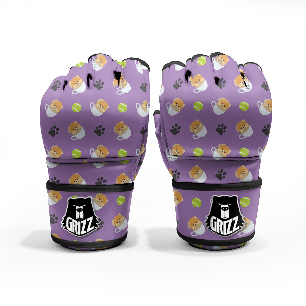 Tea Cup Pomeranian Print Pattern MMA Gloves-grizzshop