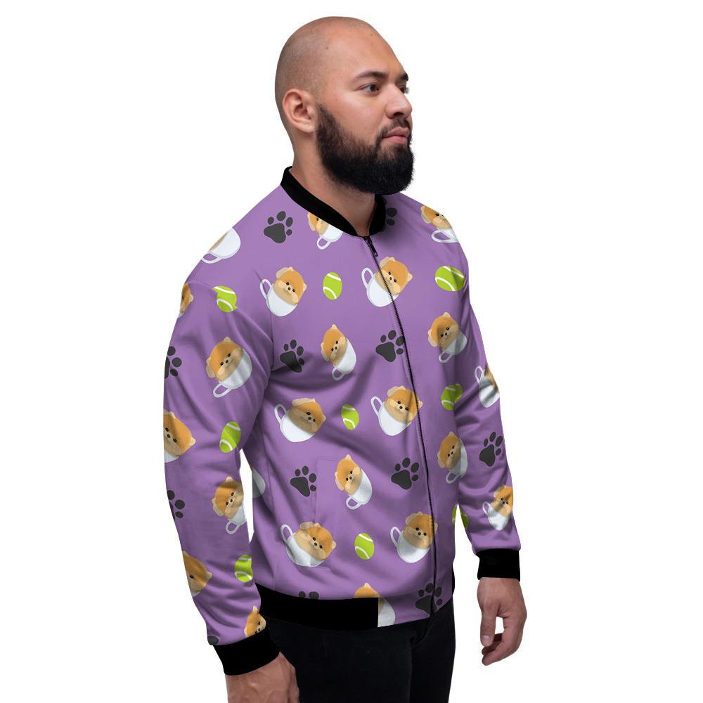 Tea Cup Pomeranian Print Pattern Men's Bomber Jacket-grizzshop