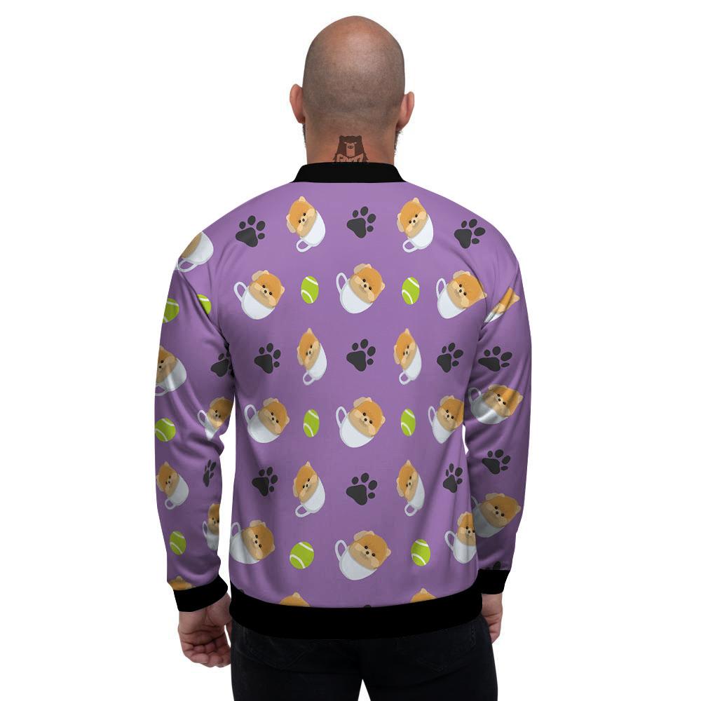 Tea Cup Pomeranian Print Pattern Men's Bomber Jacket-grizzshop