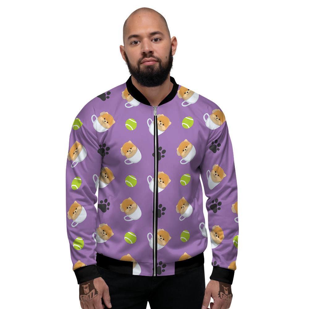 Tea Cup Pomeranian Print Pattern Men's Bomber Jacket-grizzshop